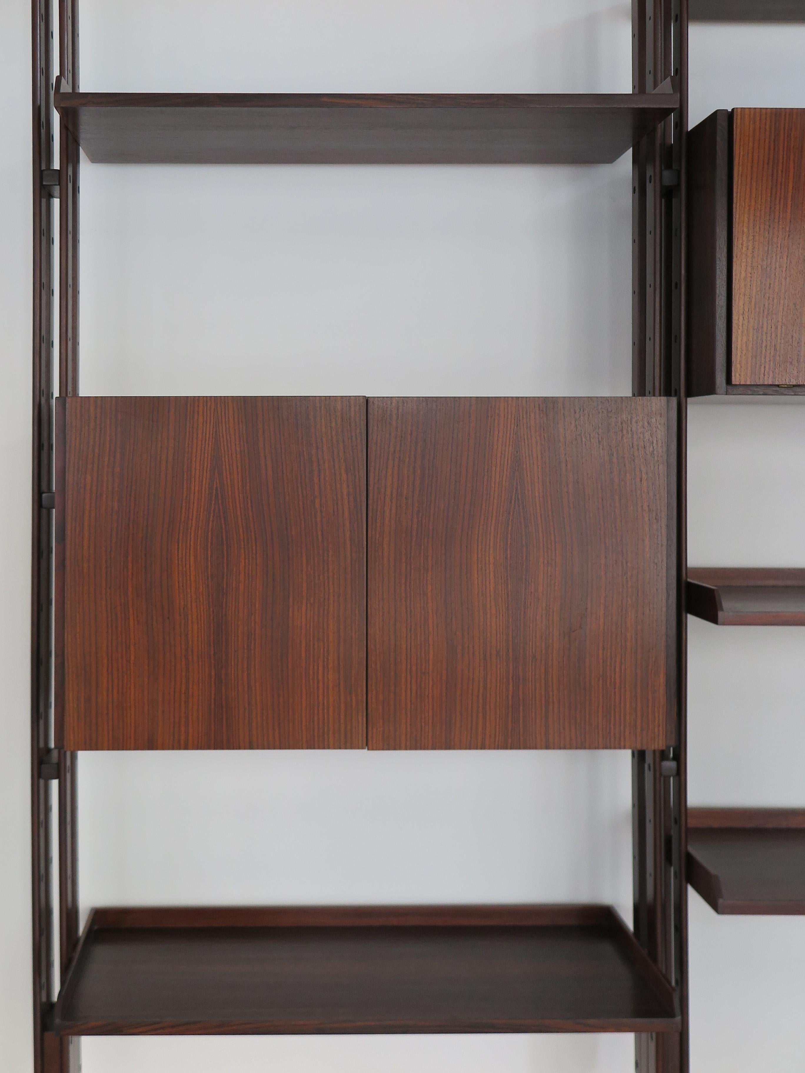 Mid-20th Century Franco Albini Italian Midcentury Dark Wood Bookcase Lb7 for Poggi, 1950s For Sale
