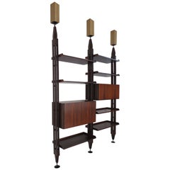 Franco Albini Libreria in legno scuro del Medioevo Lb7 per Poggi, anni '50