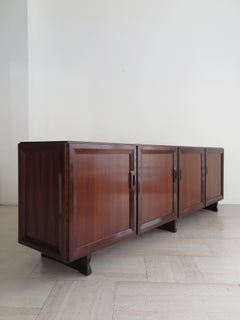 Franco Albini Italian Midcentury Dark Wood Sideboard for Poggi, 1950s