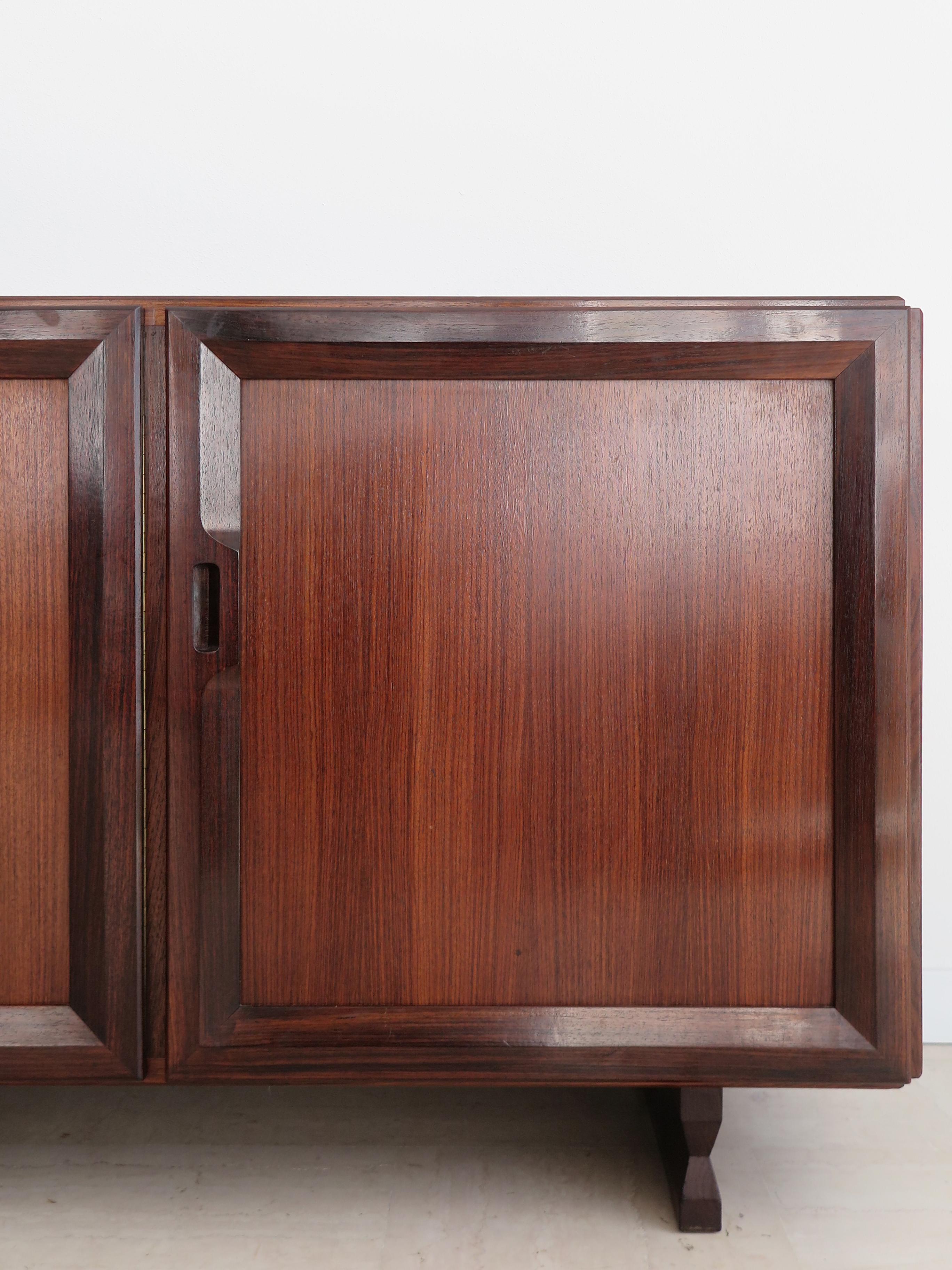 Mid-Century Modern Franco Albini Italian Midcentury Dark Wood Sideboard for Poggi, 1950s For Sale
