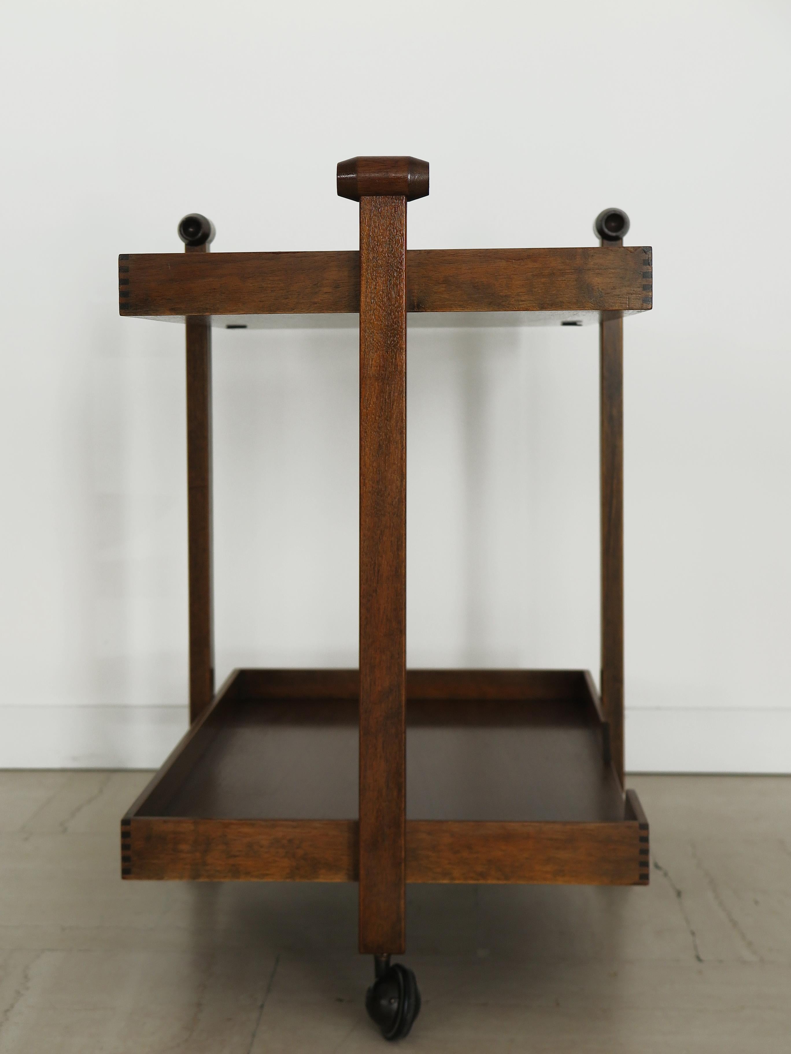 Mid-Century Modern Franco Albini Italian Midcentury Walnut Bar Trolley for Poggi, 1950s For Sale