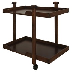 Franco Albini Italian Midcentury Walnut Bar Trolley for Poggi, 1950s