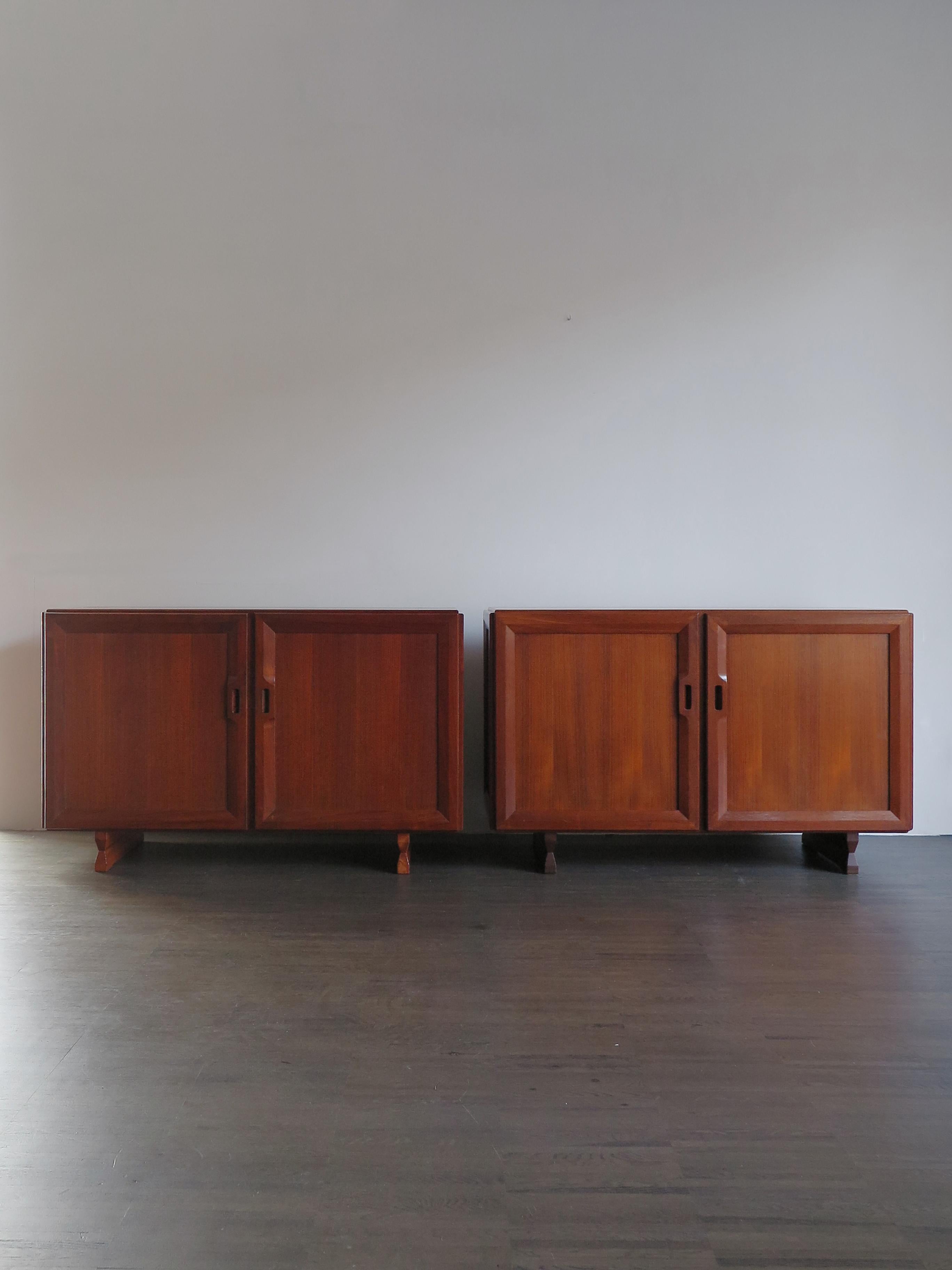 Italian couple of wood sideboards model MB15 designed by Franco Albini and produced by Poggi Pavia,
two-door models with wood veneer, feet, door frames and details in solid wood, 1950s

Bibliography:
G. Gramigna, Italian Design 1950 - 2000, Vol