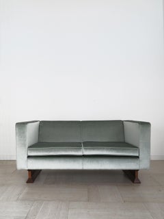 Franco Albini Italian Midcentury Wood Velvet Sofa for Poggi 1960s