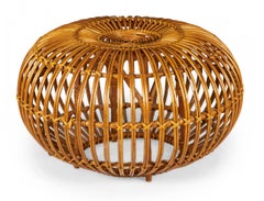 Pouf/ottoman italien en rotin Franco Albini