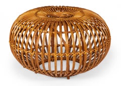 Pouf/ottoman italien en rotin Franco Albini