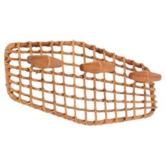 Franco Albini Italian Wall Coat Rack in Bamboo & Rattan, Italy 1960s