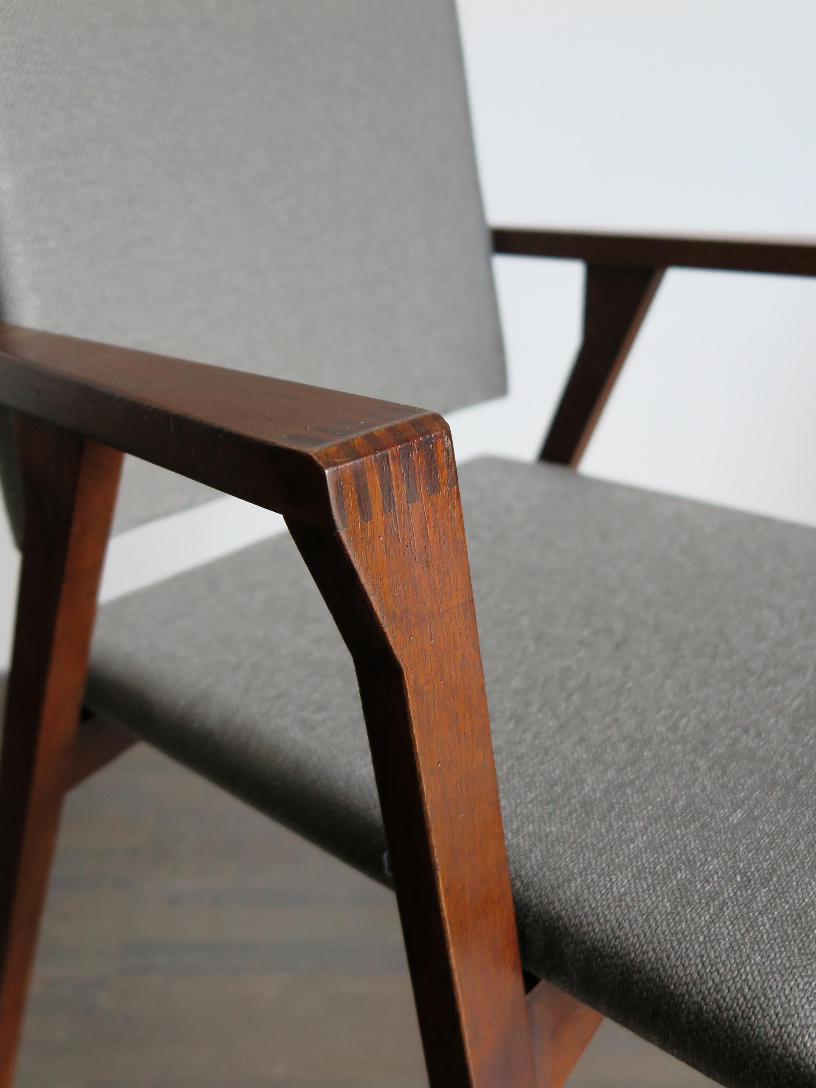 Franco Albini, Sessel aus italienischem Holz und Stoff, Modell Luisa für Poggi, 1950er-Jahre 8