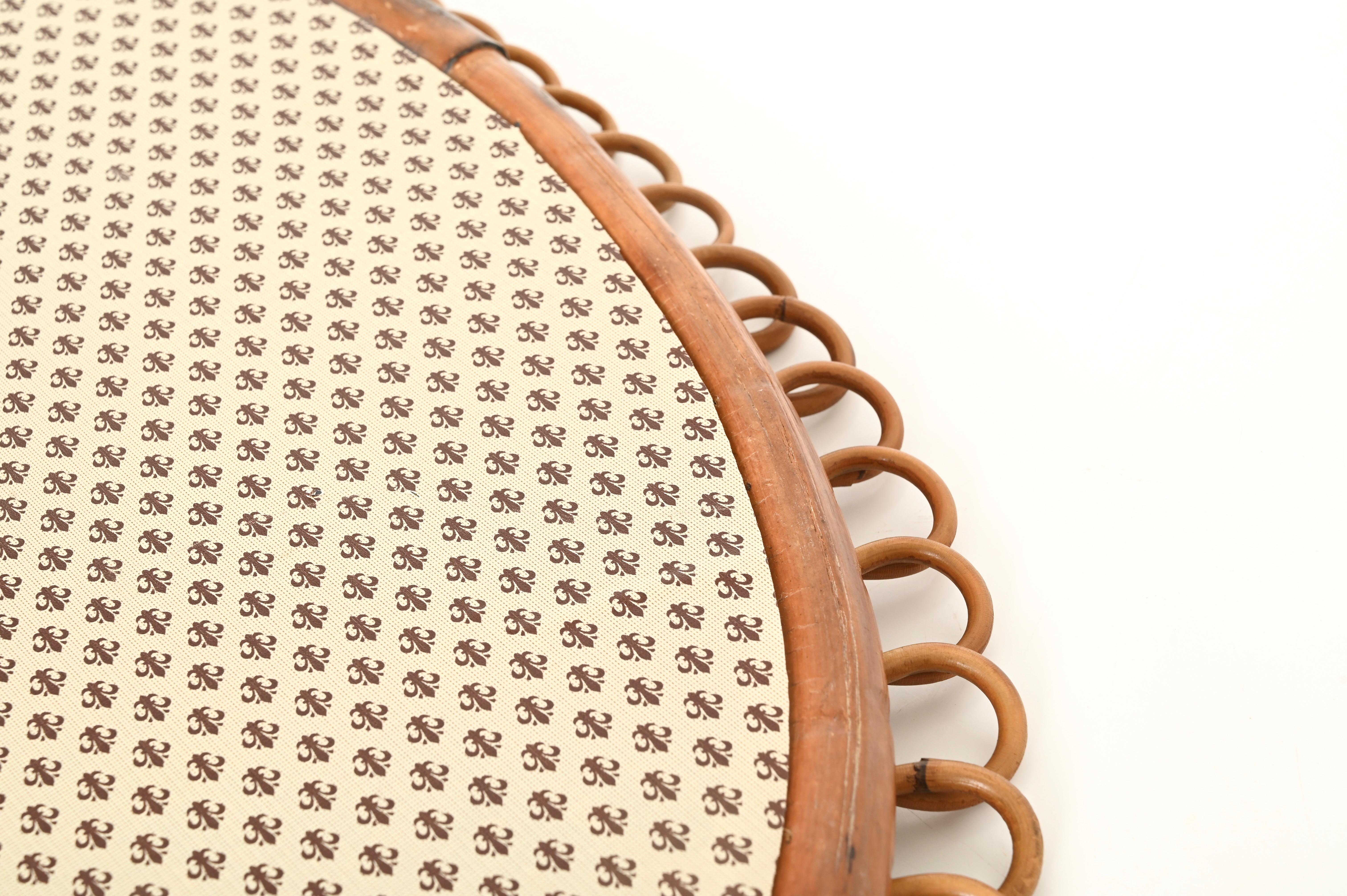 Franco Albini Grande specchio ovale in rattan curvato e bambù, Italia 1960s in vendita 6