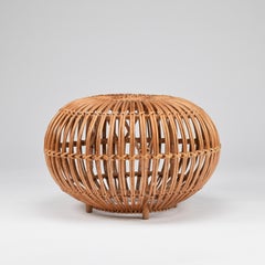 Franco Albini, Large vintage mid-century rattan cane 'Lobster Pot' Ottoman stool