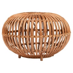 Franco Albini, Large vintage mid-century rattan cane 'Lobster Pot' Ottoman stool