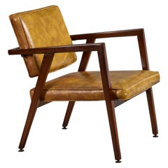 Franco Albini, Lounge Chair, Walnut, Vinyl, USA, 1950s