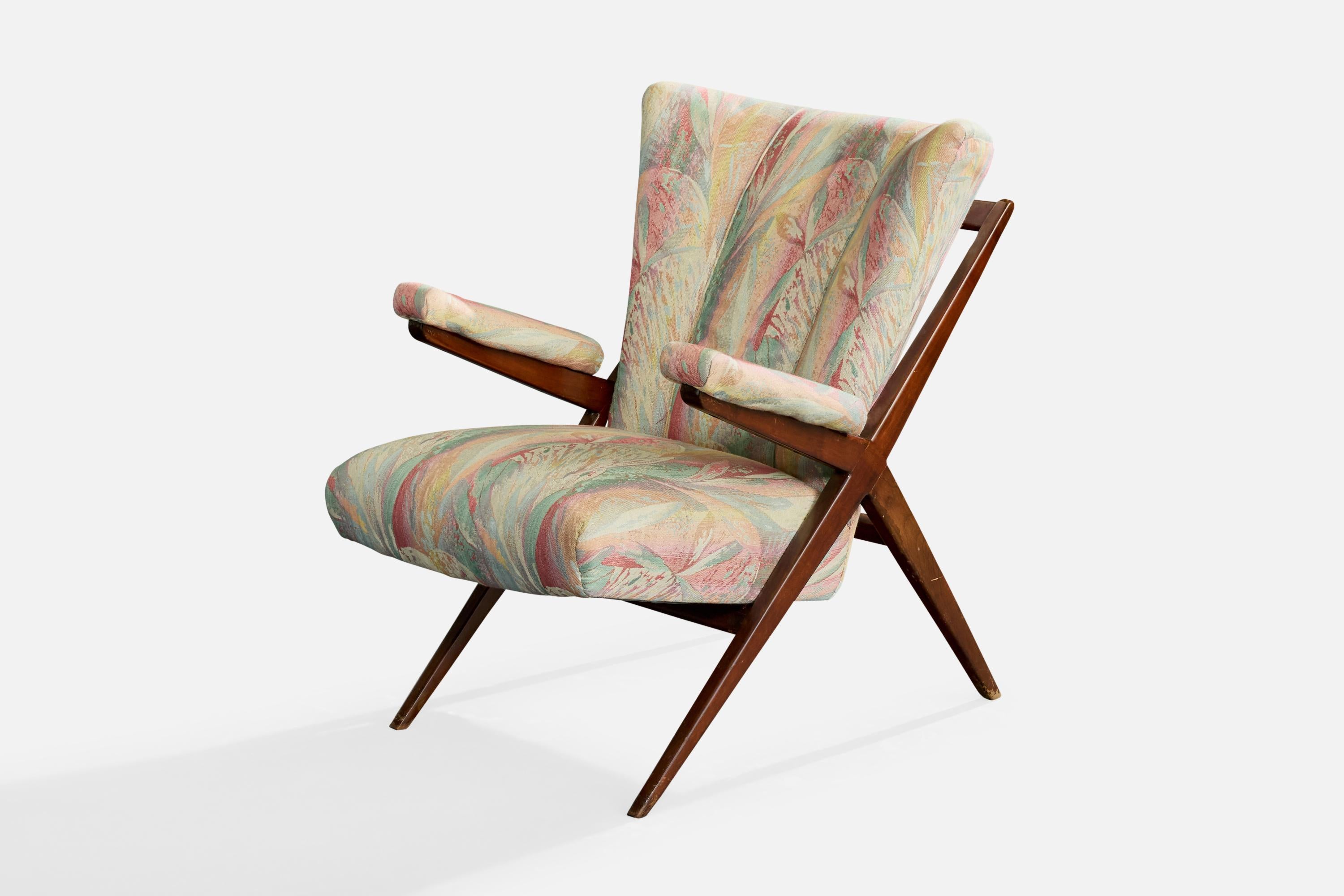 Franco Albini, chaise longue, Wood, tissu, Italie, années 1950 État moyen - En vente à High Point, NC