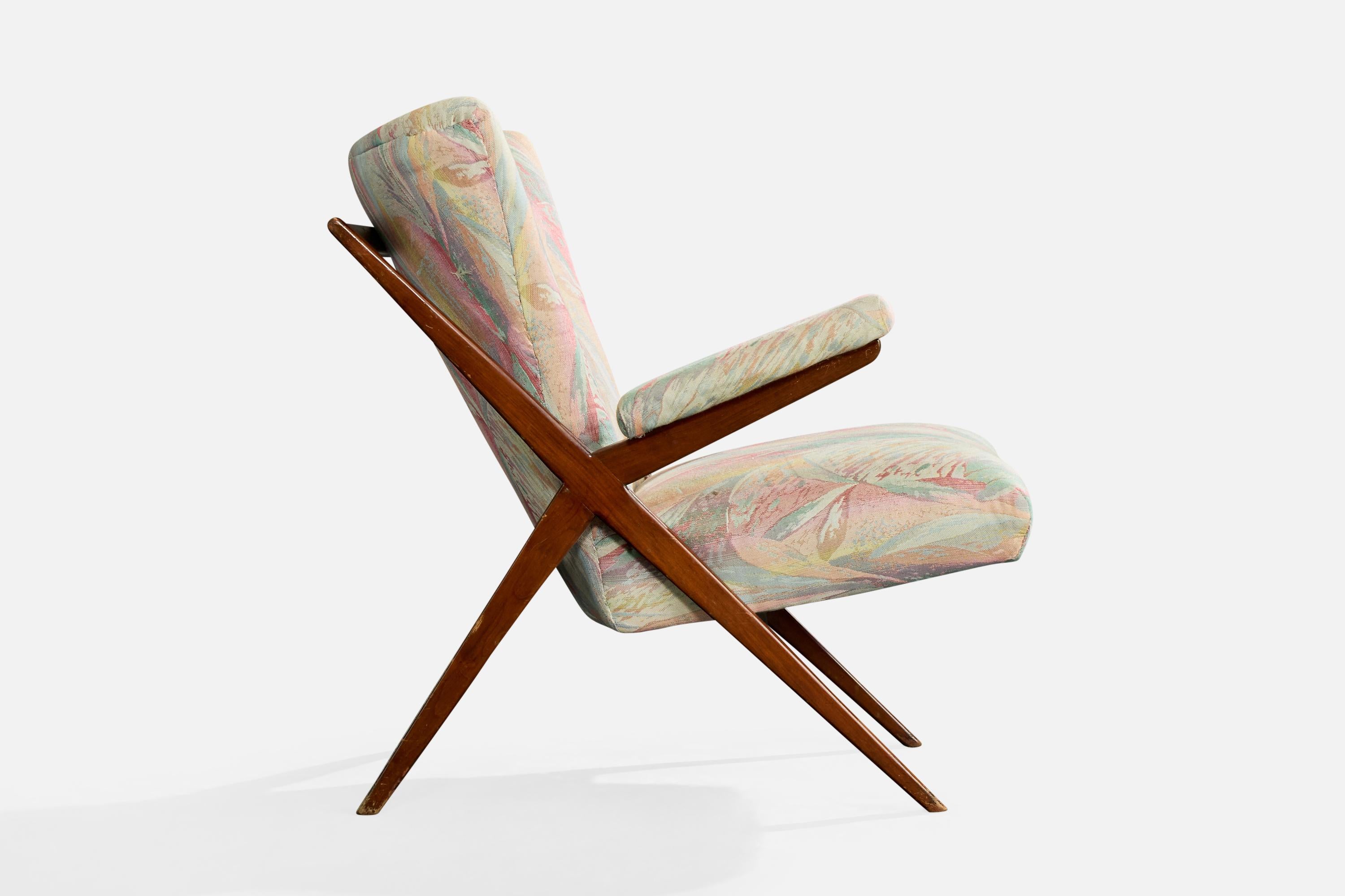 Milieu du XXe siècle Franco Albini, chaise longue, Wood, tissu, Italie, années 1950 en vente