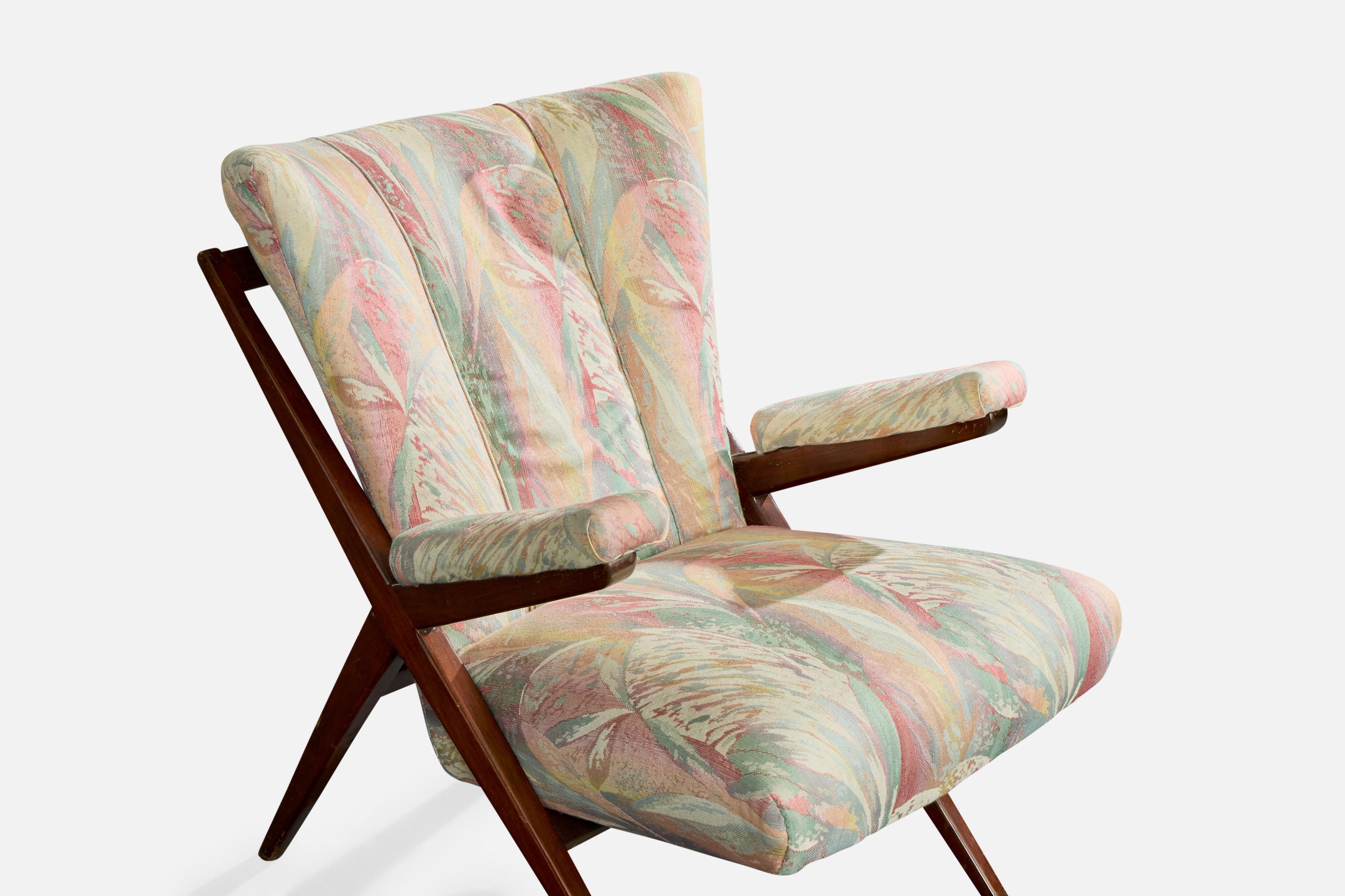 Tissu Franco Albini, chaise longue, Wood, tissu, Italie, années 1950 en vente