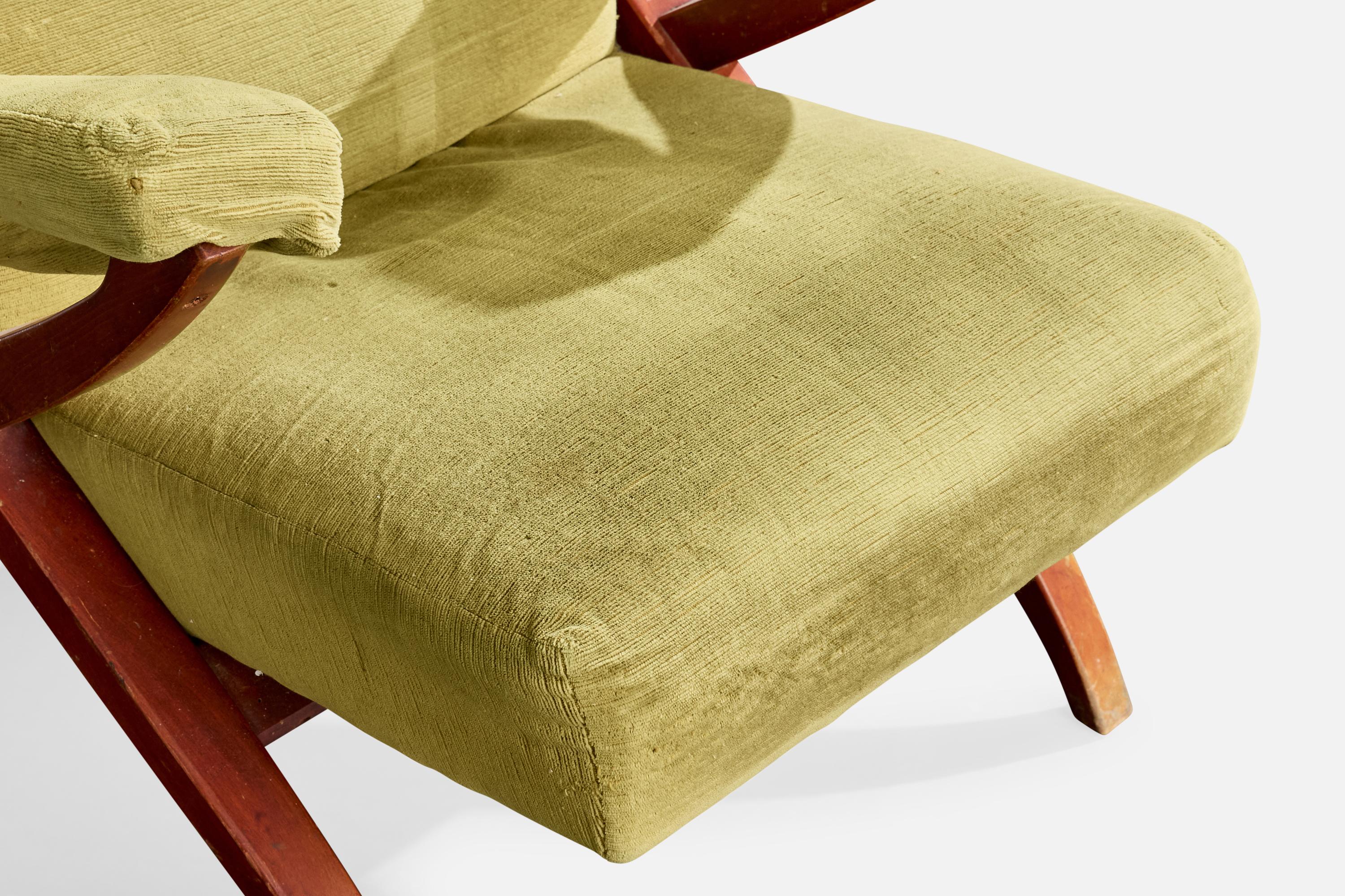 Franco Albini, Loungesessel, Holz, Samt, Italien, 1950er Jahre im Angebot 4