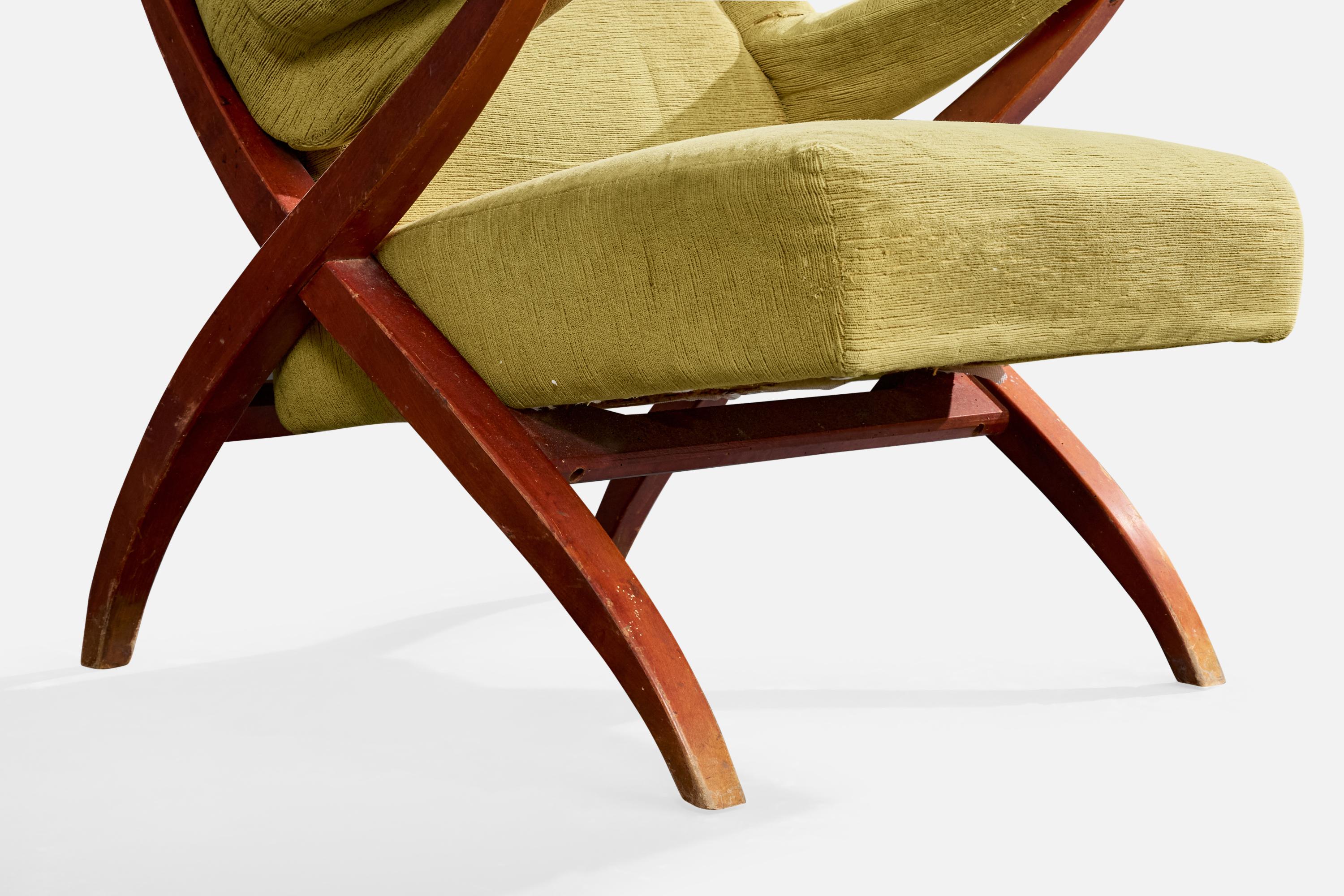 Franco Albini, Loungesessel, Holz, Samt, Italien, 1950er Jahre im Angebot 5