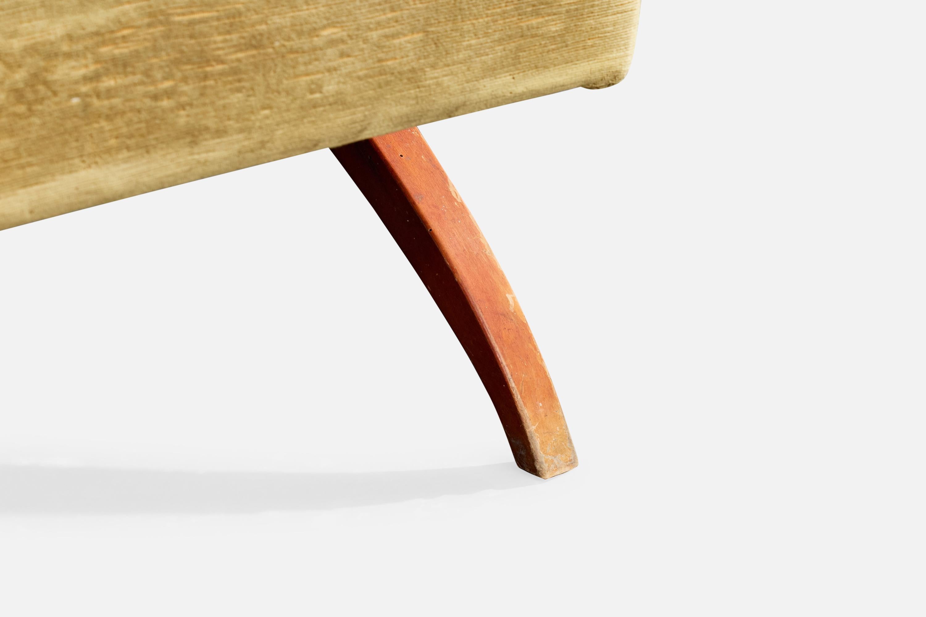 Franco Albini, Loungesessel, Holz, Samt, Italien, 1950er Jahre im Angebot 6