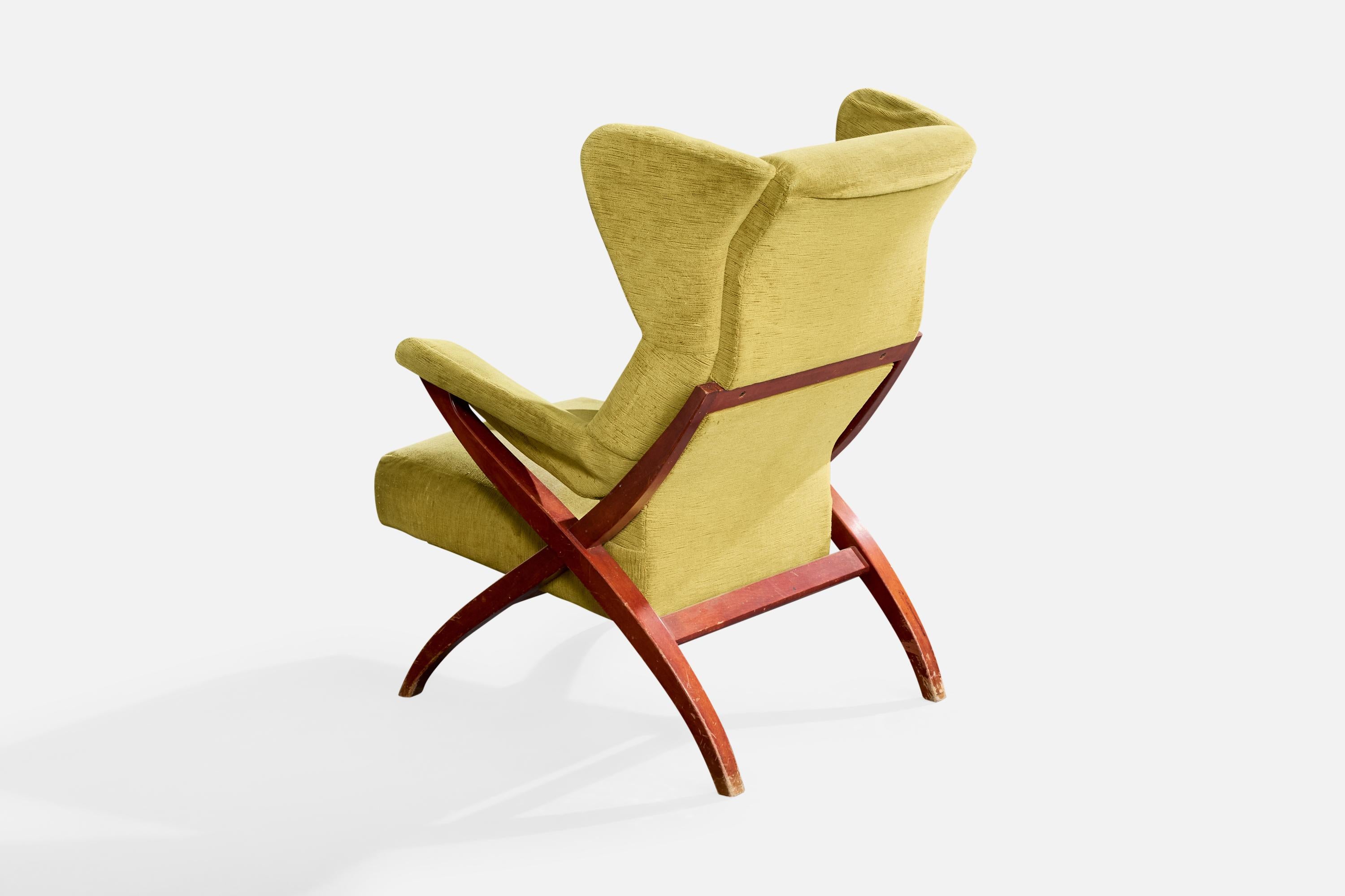 Franco Albini, Loungesessel, Holz, Samt, Italien, 1950er Jahre im Zustand „Relativ gut“ im Angebot in High Point, NC