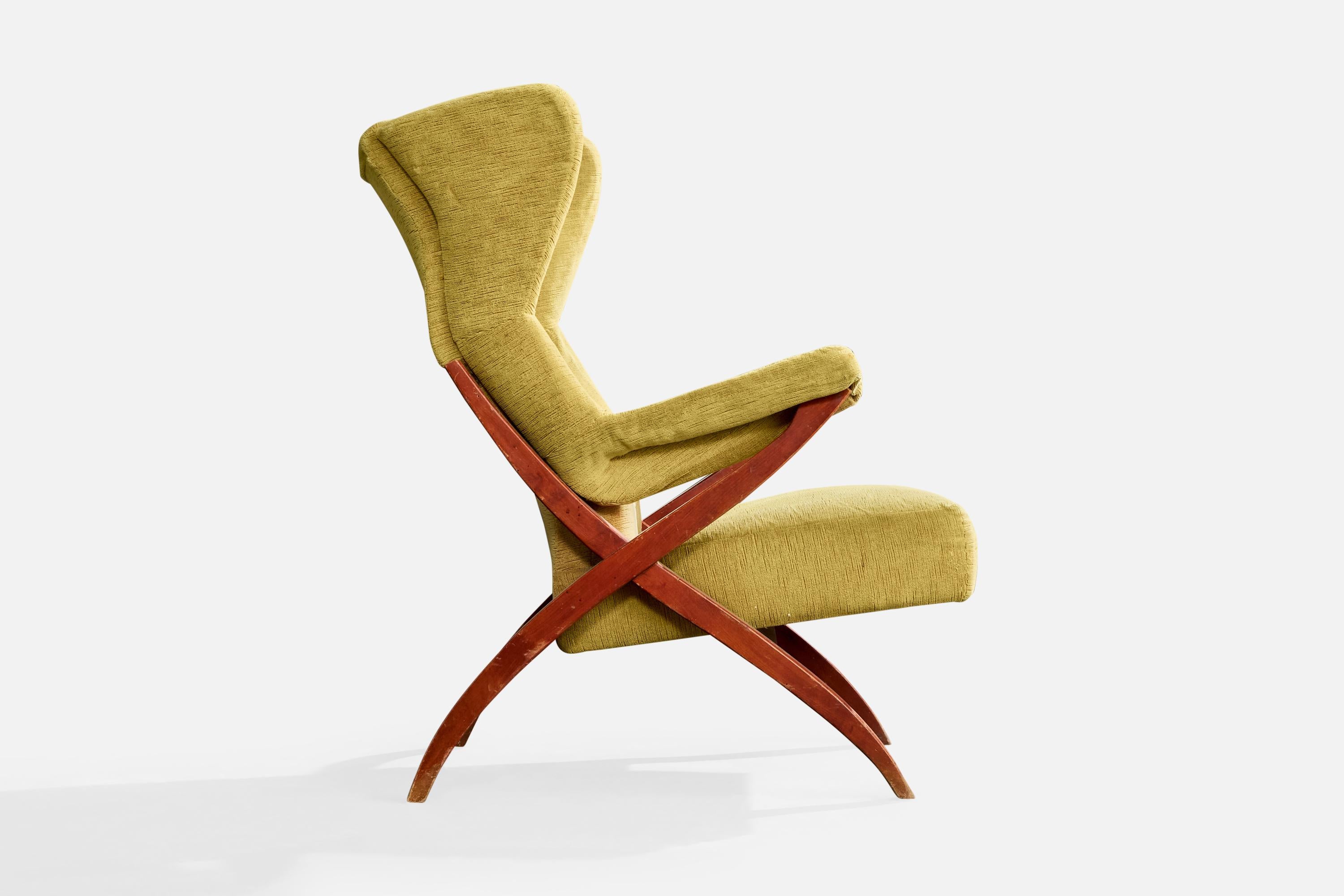 Franco Albini, Loungesessel, Holz, Samt, Italien, 1950er Jahre (Mitte des 20. Jahrhunderts) im Angebot