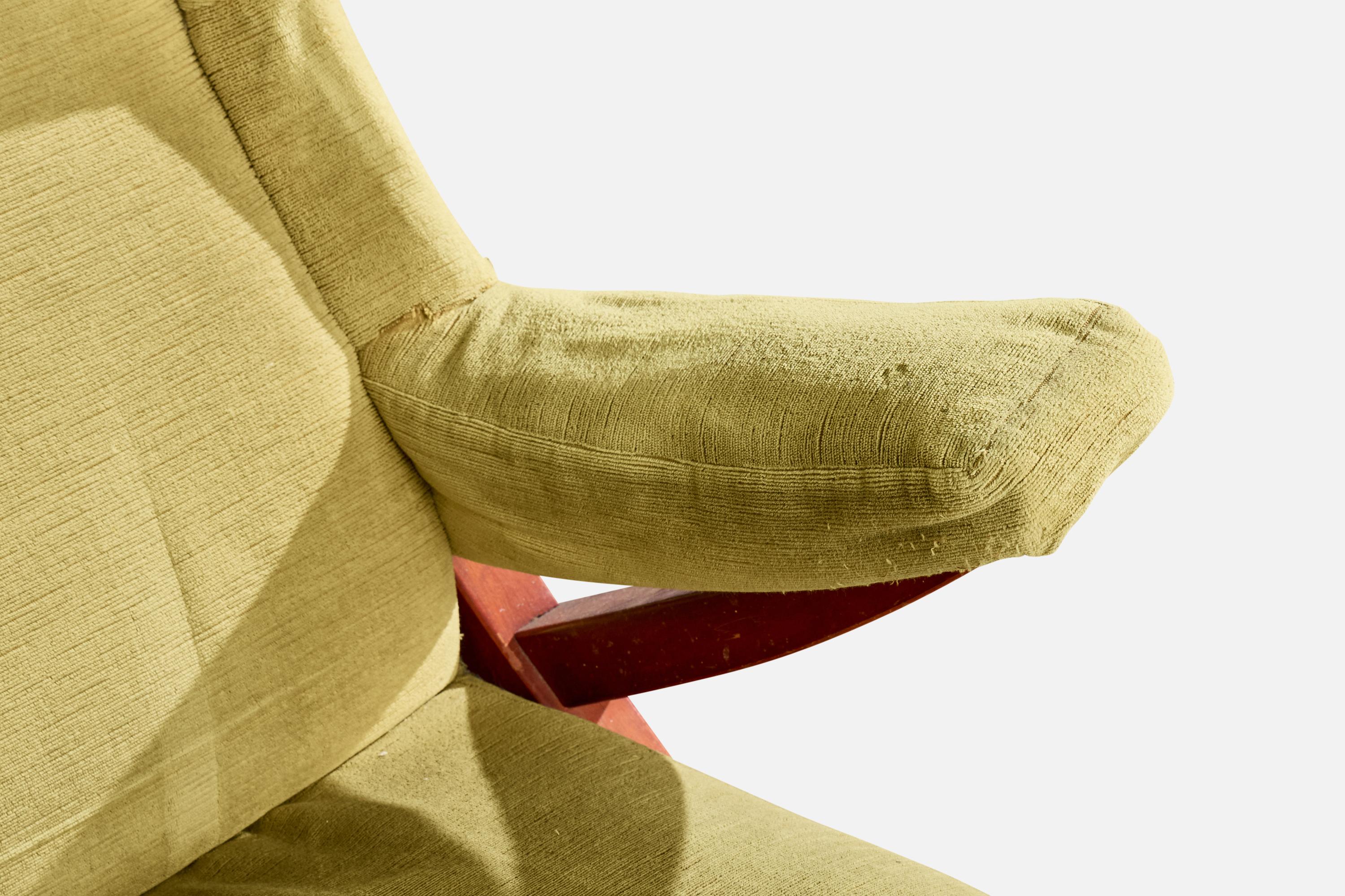 Franco Albini, Loungesessel, Holz, Samt, Italien, 1950er Jahre im Angebot 3