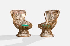 Franco Albini, Lounge Chairs, Bamboo, Rattan, Fabric, Italy, 1960s
