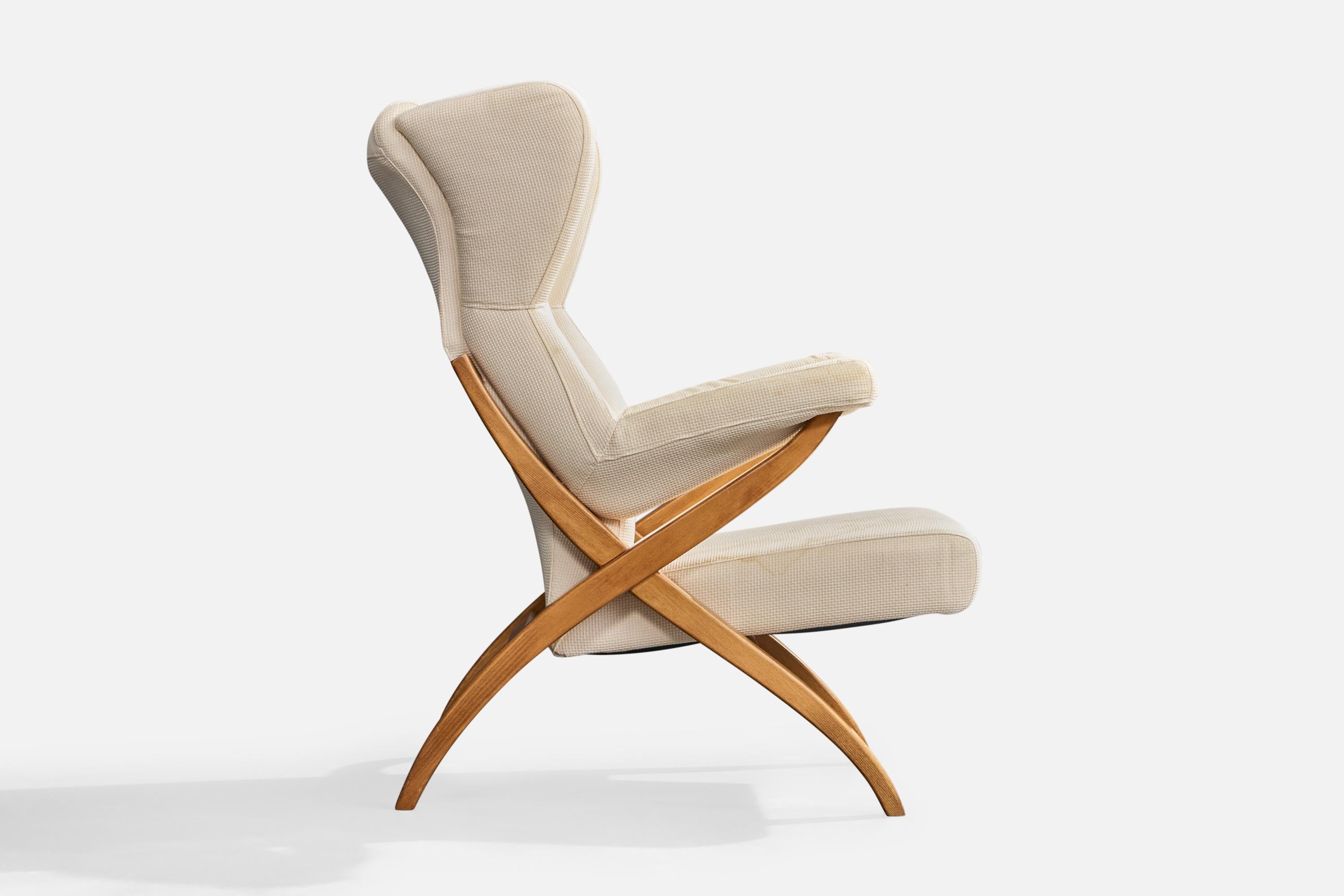 Franco Albini, Lounge-Stühle, Holz, Stoff, Italien, 1980er im Angebot 4