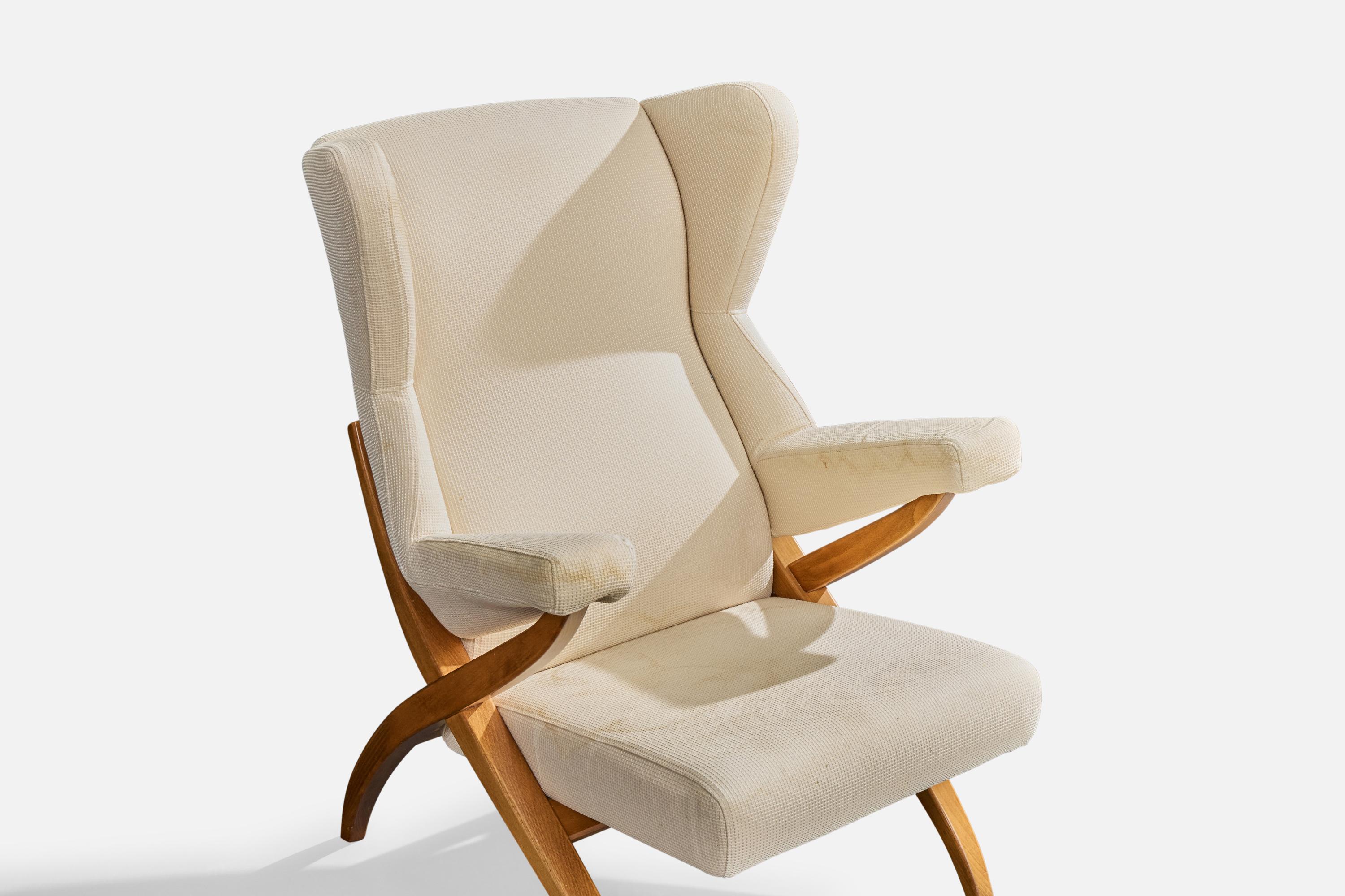 Franco Albini, Lounge-Stühle, Holz, Stoff, Italien, 1980er im Angebot 5