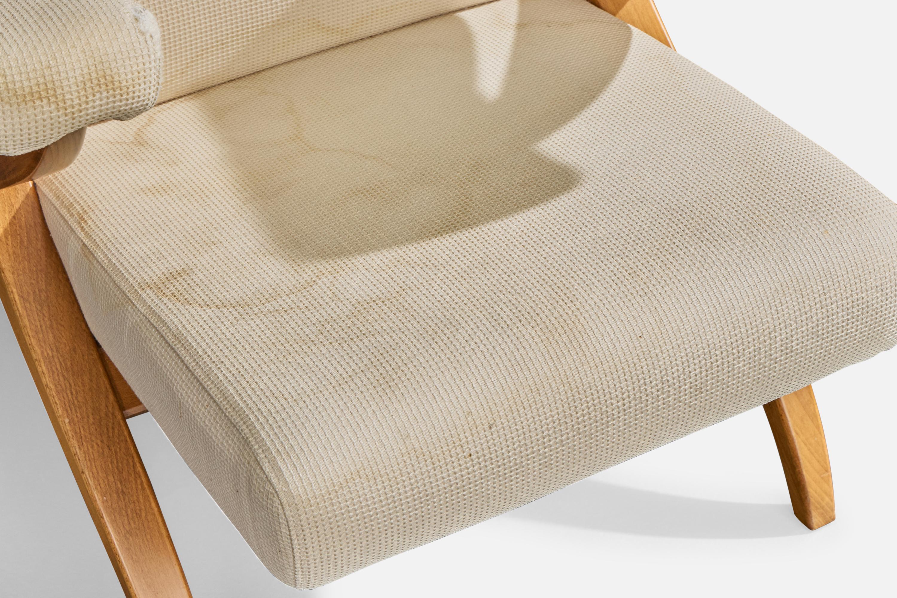 Franco Albini, Lounge-Stühle, Holz, Stoff, Italien, 1980er (Moderne der Mitte des Jahrhunderts) im Angebot