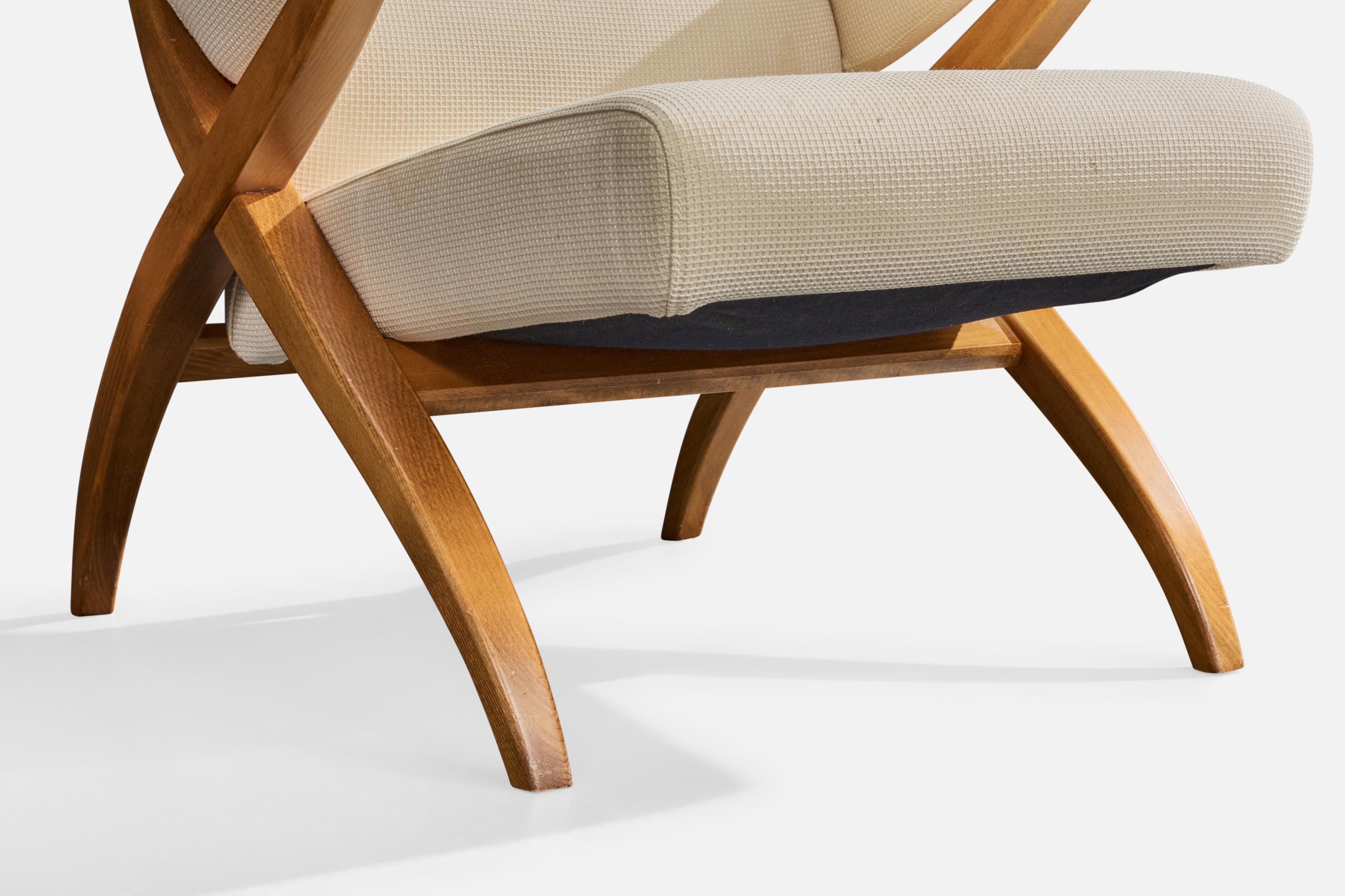 Franco Albini, Lounge-Stühle, Holz, Stoff, Italien, 1980er (Italienisch) im Angebot