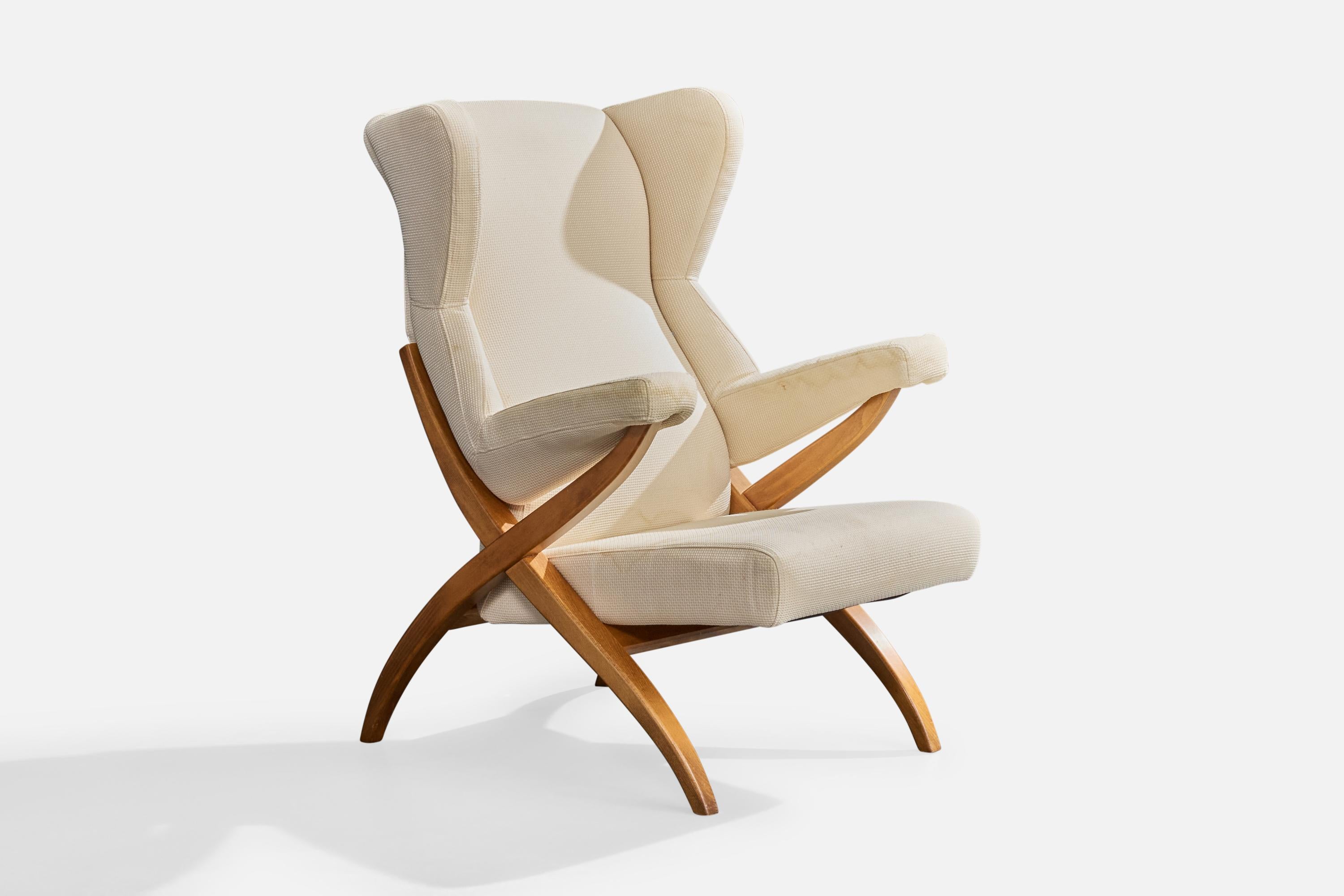 Franco Albini, Lounge-Stühle, Holz, Stoff, Italien, 1980er im Angebot 2