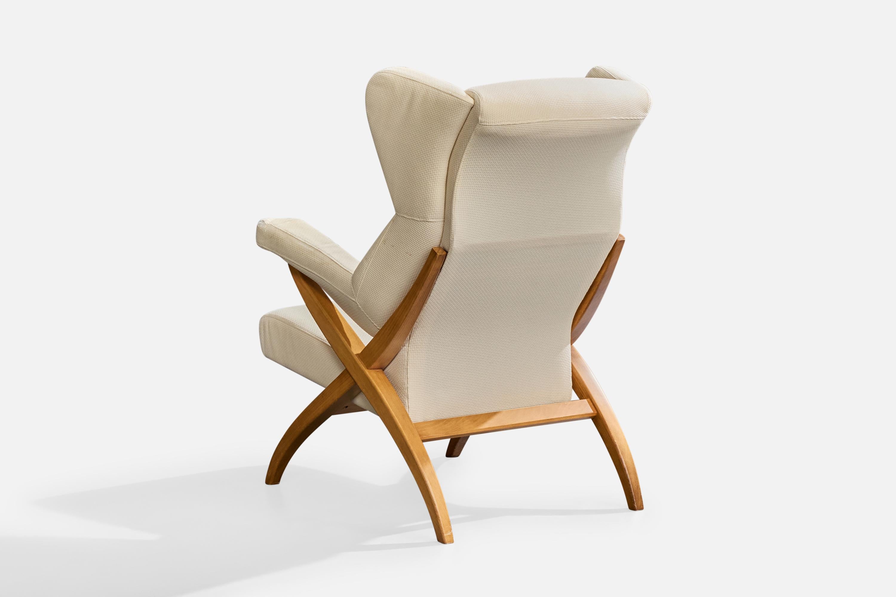 Franco Albini, Lounge-Stühle, Holz, Stoff, Italien, 1980er im Angebot 3