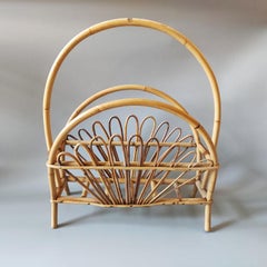 Franco Albini Magazine Rack, Bamboo and Rattan, Italian Design, 1960s