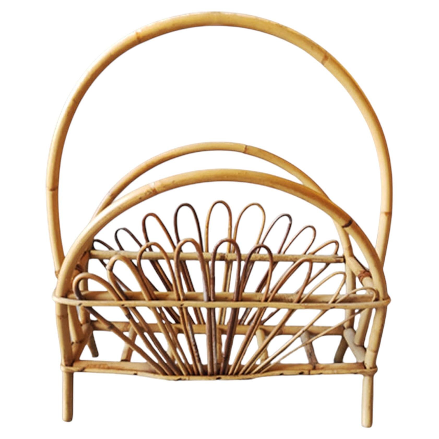 Portariviste Franco Albini, bambù e rattan, design italiano, anni '60