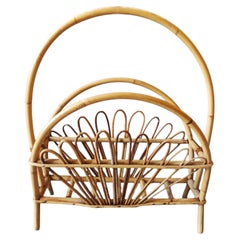 Franco Albini Magazine Rack, Bamboo and Rattan, Italian Design, 1960s