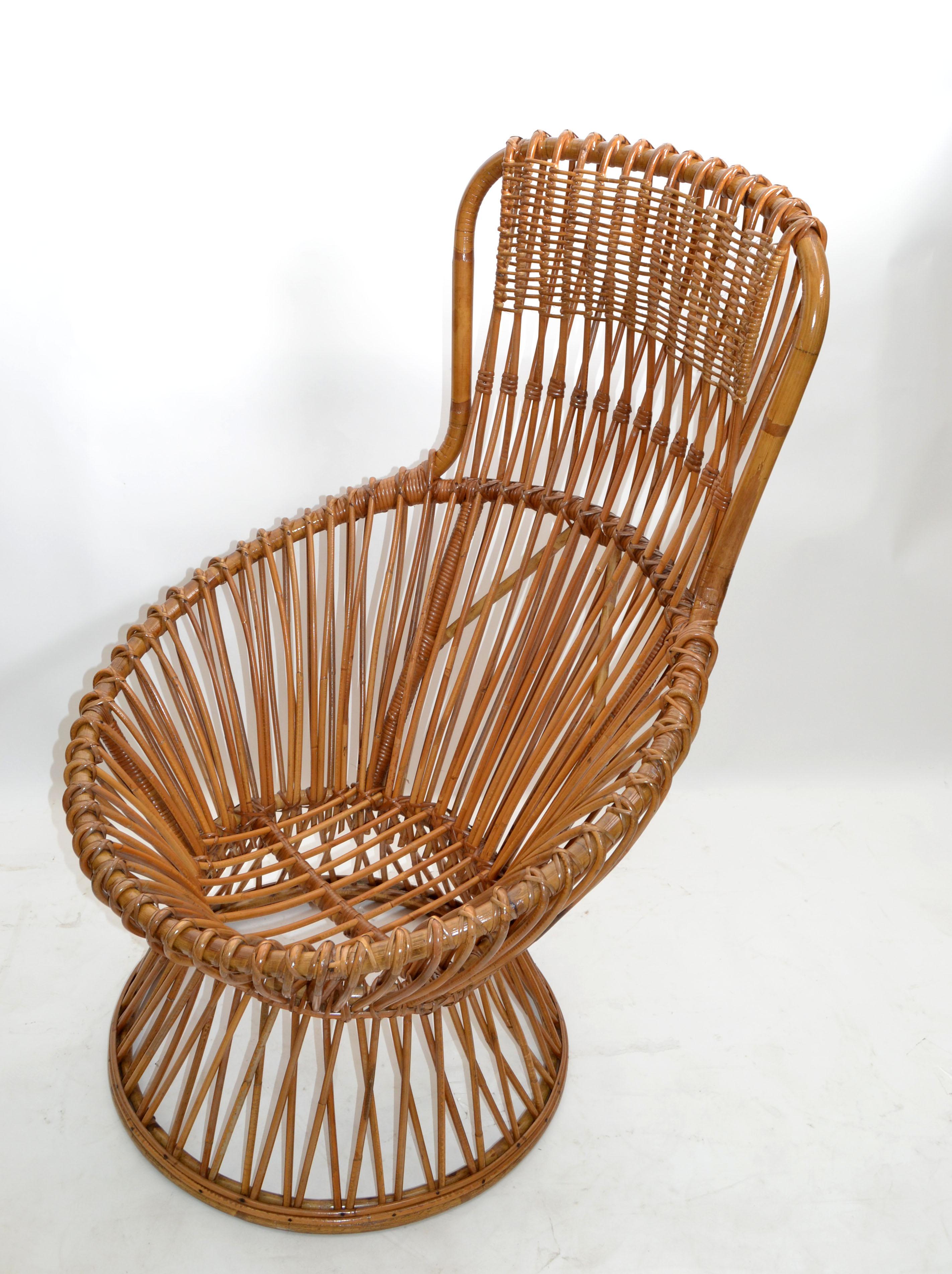 Hand-Woven Franco Albini Margherita Handwoven Rattan Chair for Vittorio Bonacina Italy 1950