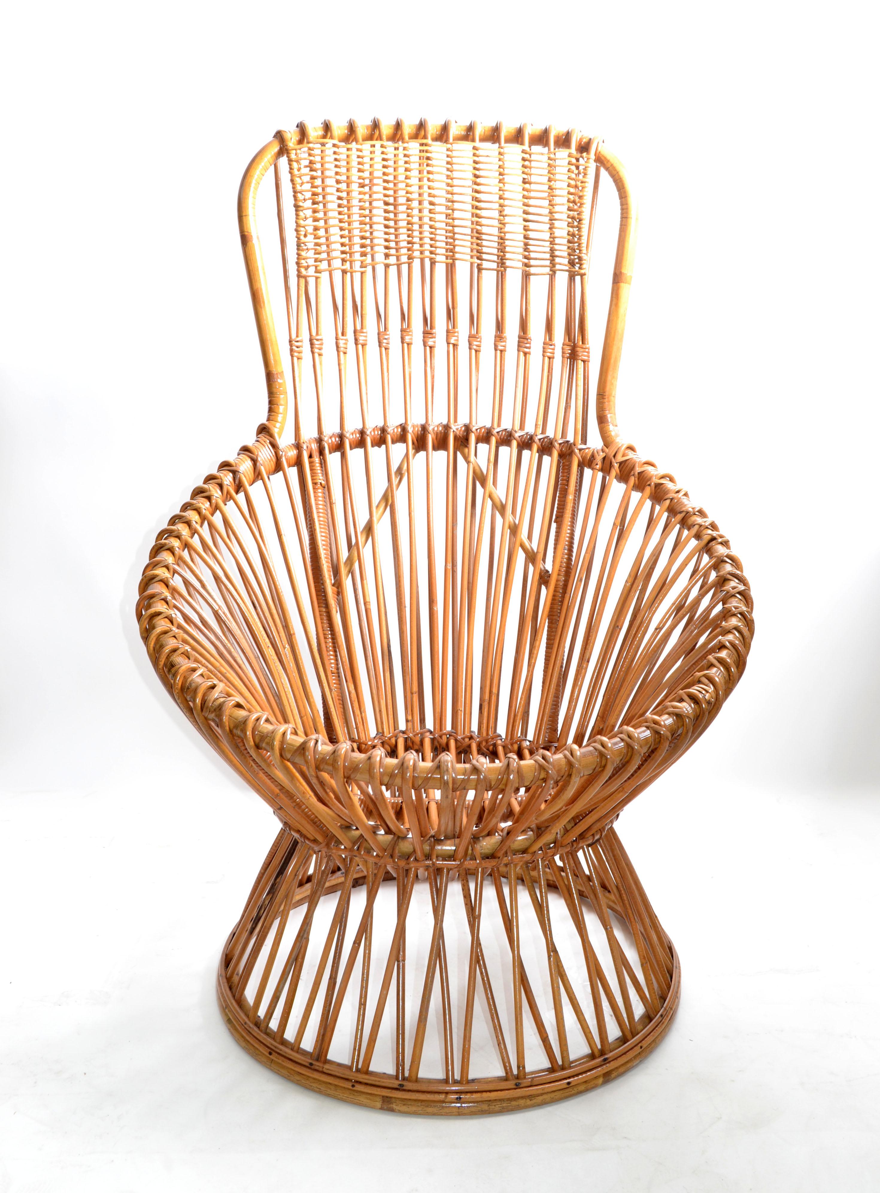 Franco Albini Margherita Handwoven Rattan Chair for Vittorio Bonacina Italy 1950 In Good Condition In Miami, FL