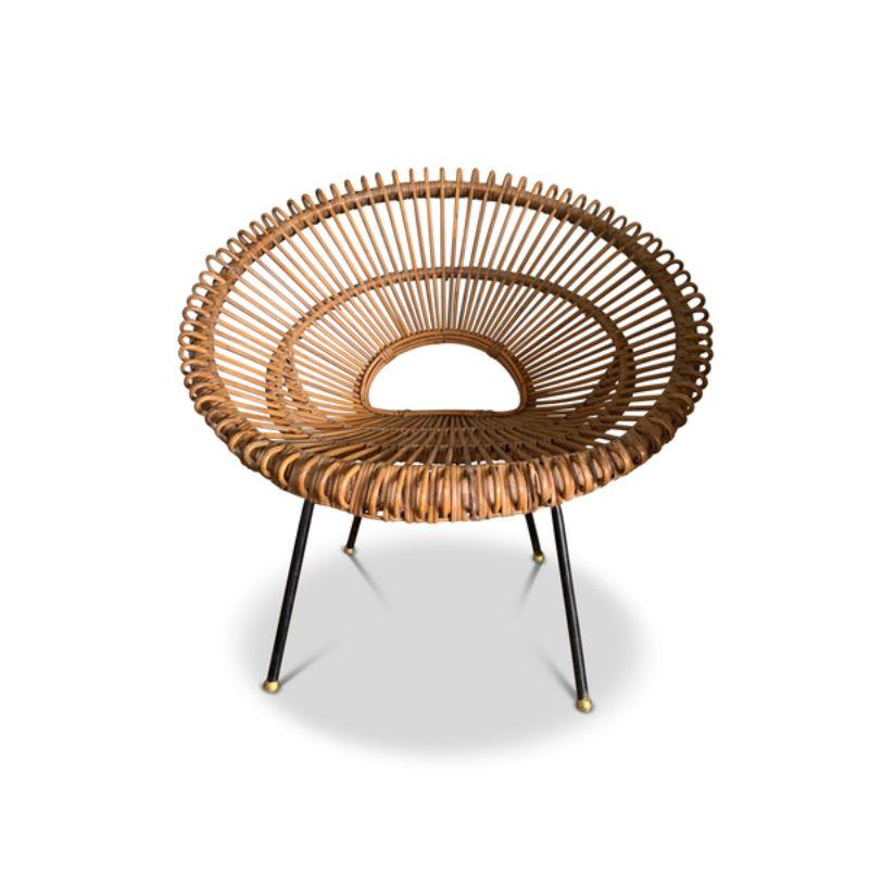 Mid-Century Modern Franco Albini Mid Century Bamboo Organic Sunburst Chair, 1950's For Sale