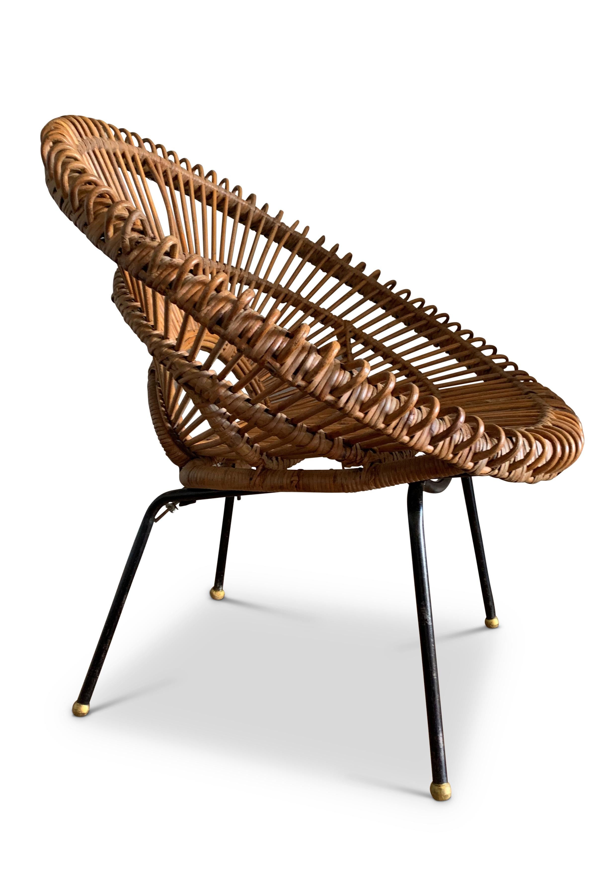 French Franco Albini Mid Century Bamboo Organic Sunburst Chair, 1950's For Sale