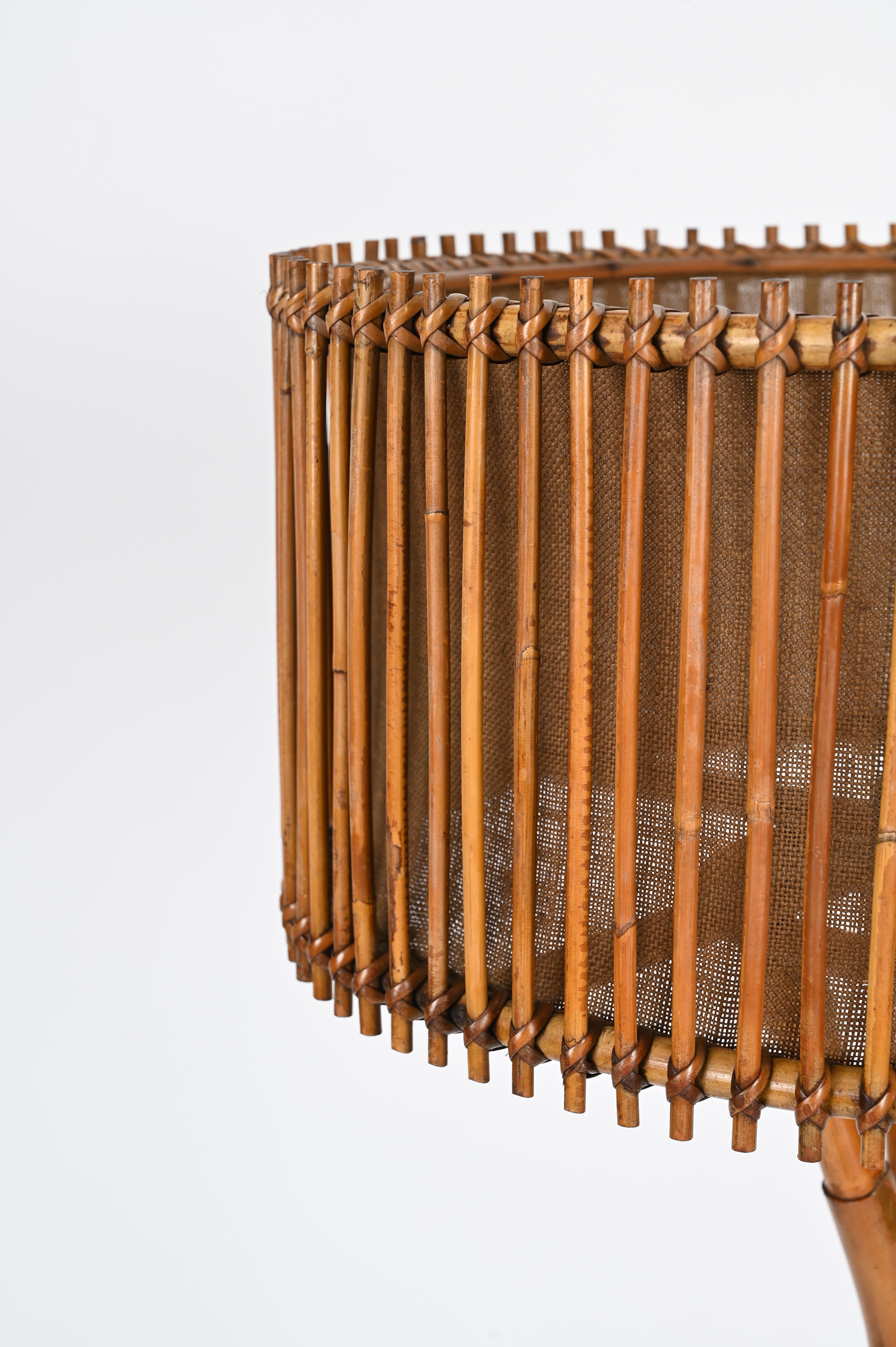 Franco Albini Lampada da terra di metà secolo in bambù e rattan, vimini, Italia anni '60 in vendita 7