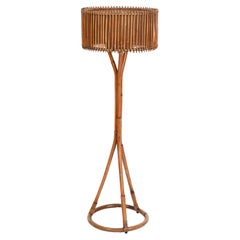 Lampadaire du milieu du siècle dernier de Franco Albini en bambou et rotin, osier, Italie, années 1960