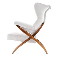 Franco Albini Poltrona italiana di metà secolo Modello "Fiorenza" in tessuto noce crema