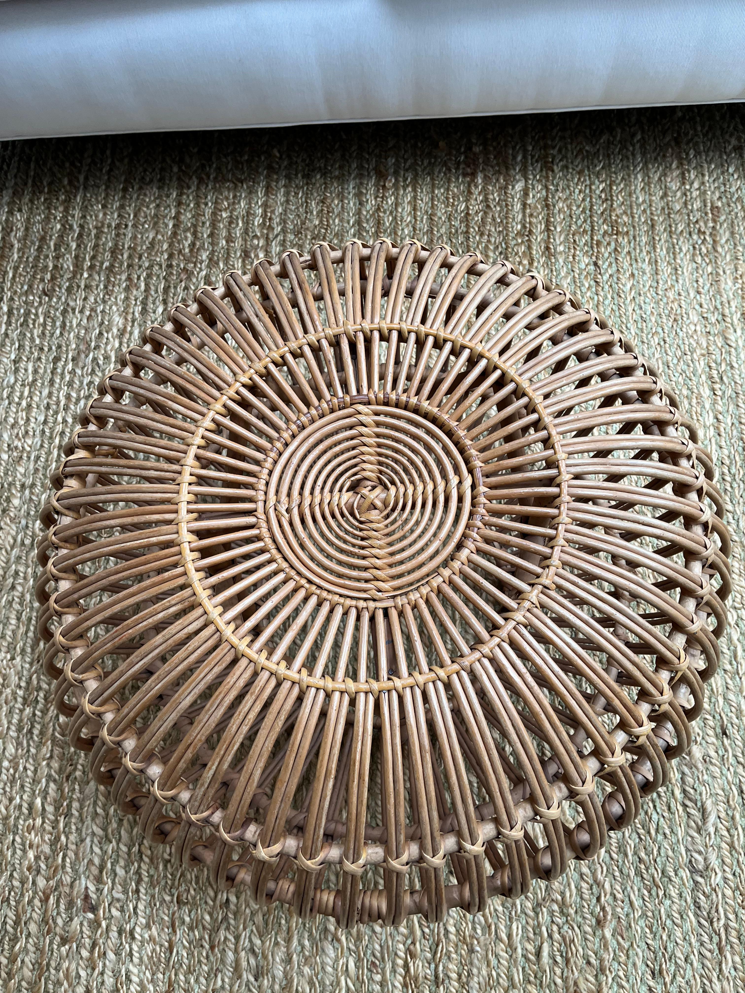 Italian Franco Albini Mid -Century Modern Rattan Pouf