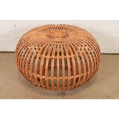 Franco Albini Mid-Century Organic Modern Italian Rattan Pouf Ottoman, 1950s