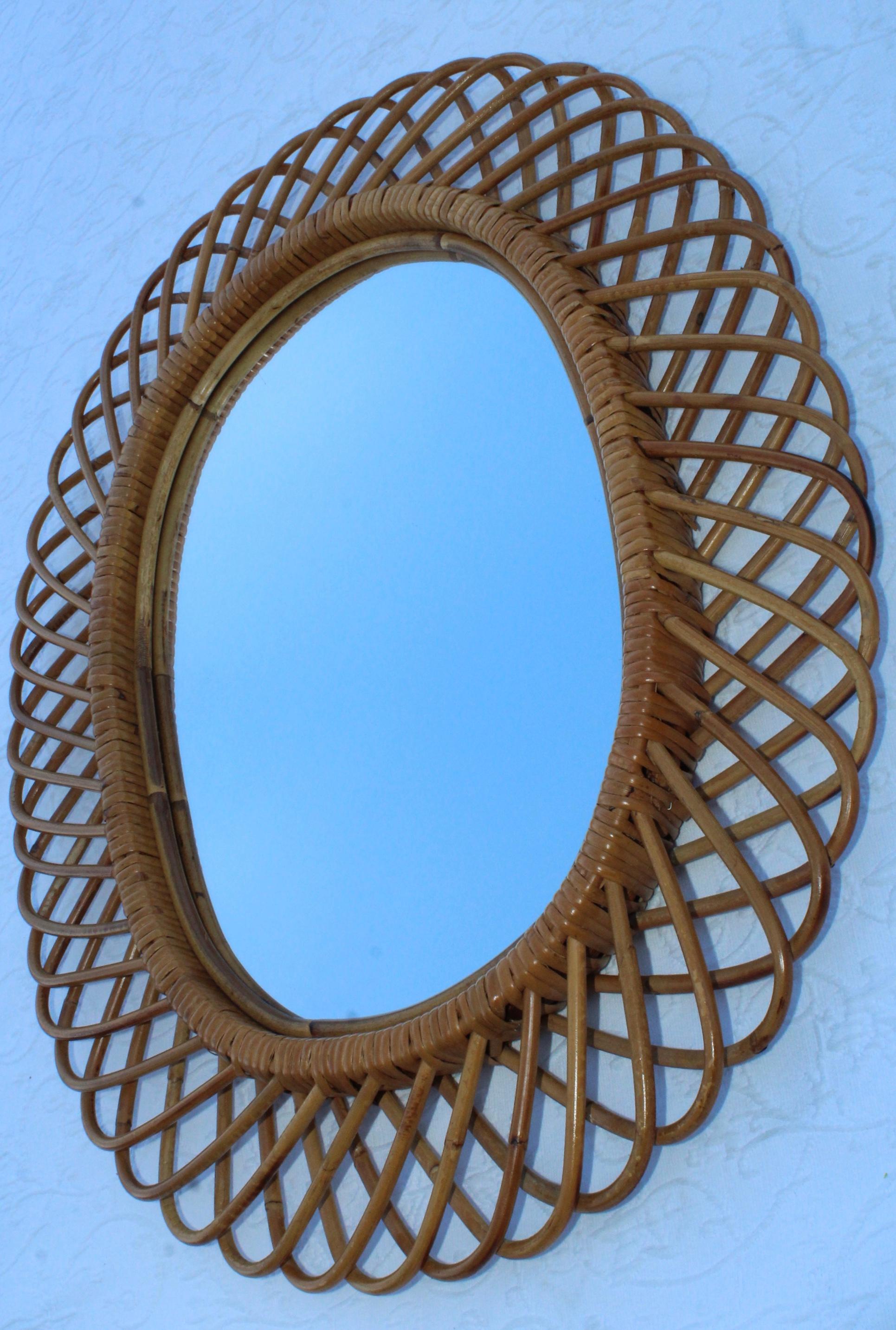 Mid-20th Century Franco Albini Style Midcentury Oval Mirror