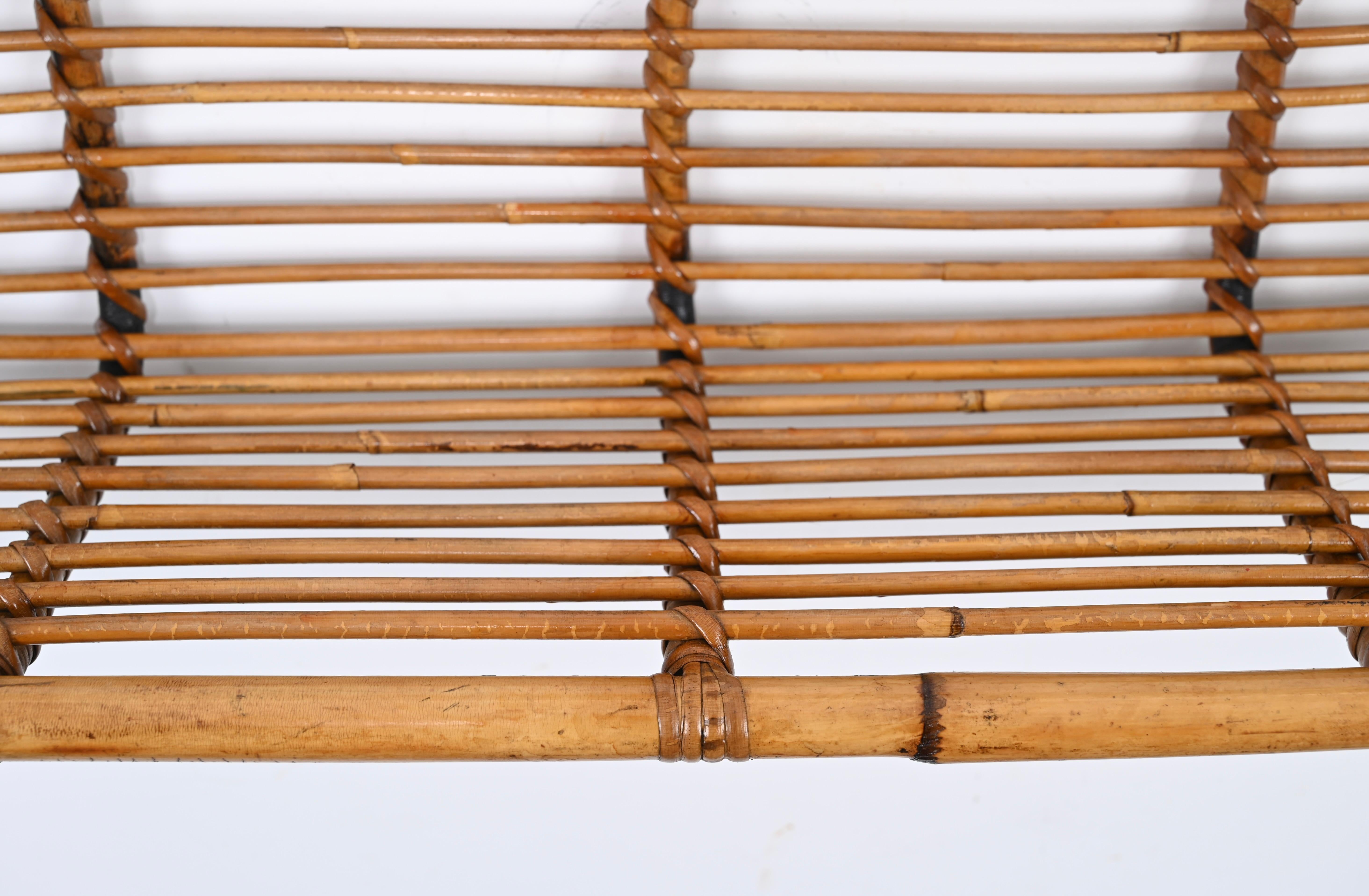  Franco Albini Mid-Century Wall Shelf in Rattan and Bamboo, Italy, 1960s For Sale 4