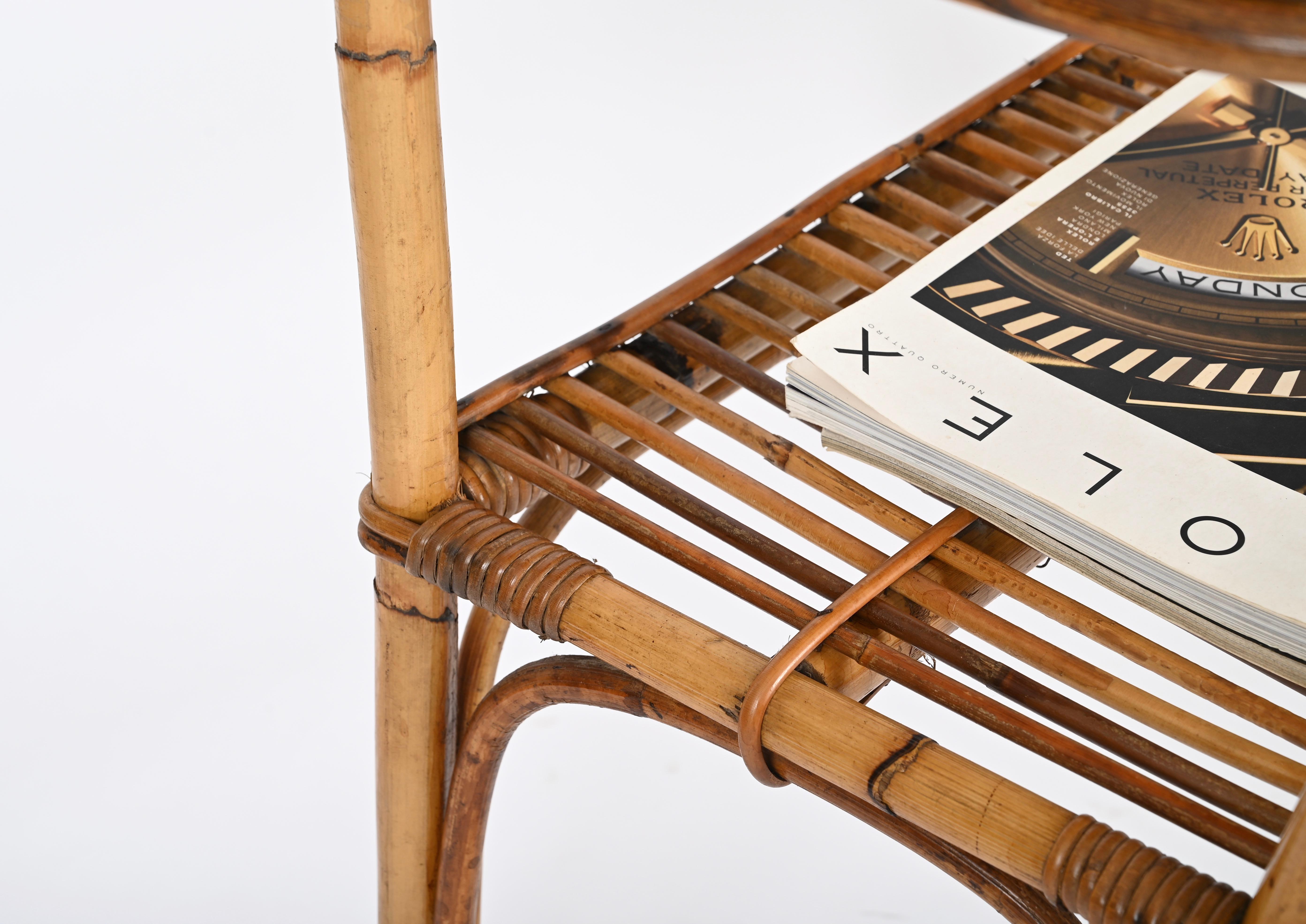 Mesa consola Franco Albini de bambú y ratán, Italia, años 60 en venta 6