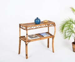 Mesa consola Franco Albini de bambú y ratán, Italia, años 60