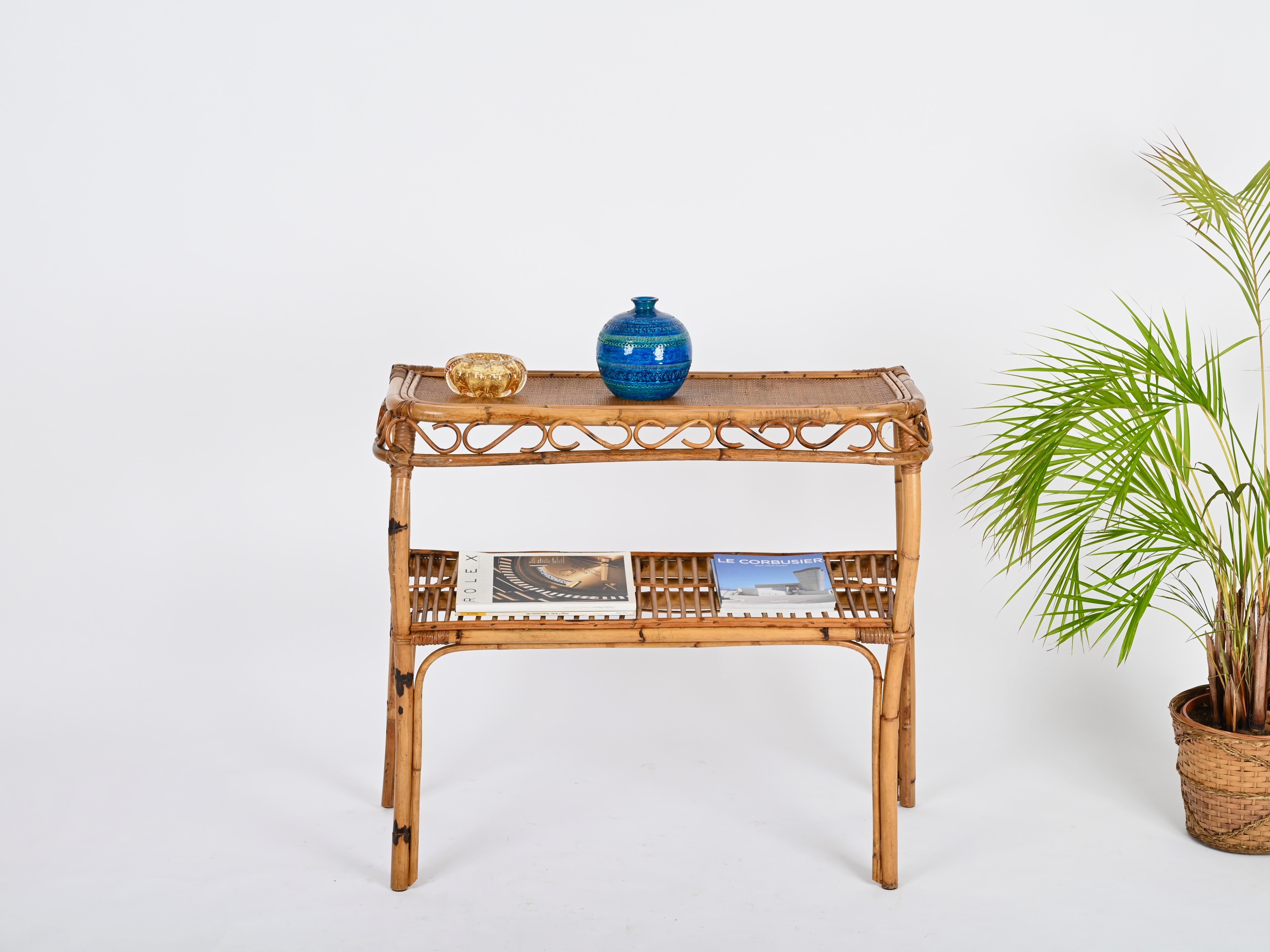 Mesa consola Franco Albini de bambú y ratán, Italia, años 60 Bambú en venta