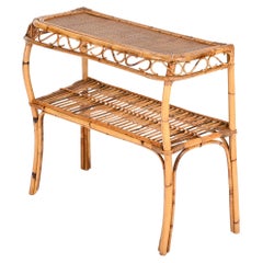 Franco Albini Midcentury Console Table in Bamboo and Rattan, Italy, 1960s